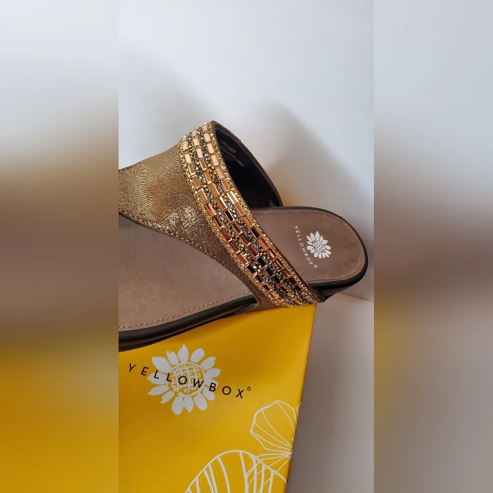 Yellow Box Shimmer BLING Sandals New 8.5 - Picture 4 of 7